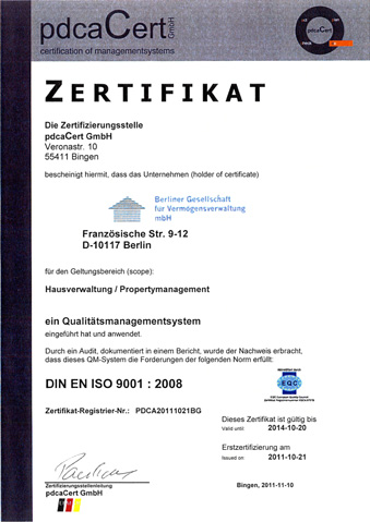 Qualitätsmanagement Zertifikat BGV